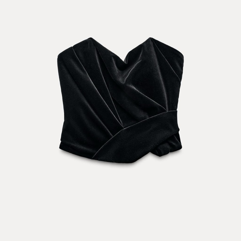 Zara Elegant Black Velvet Top M